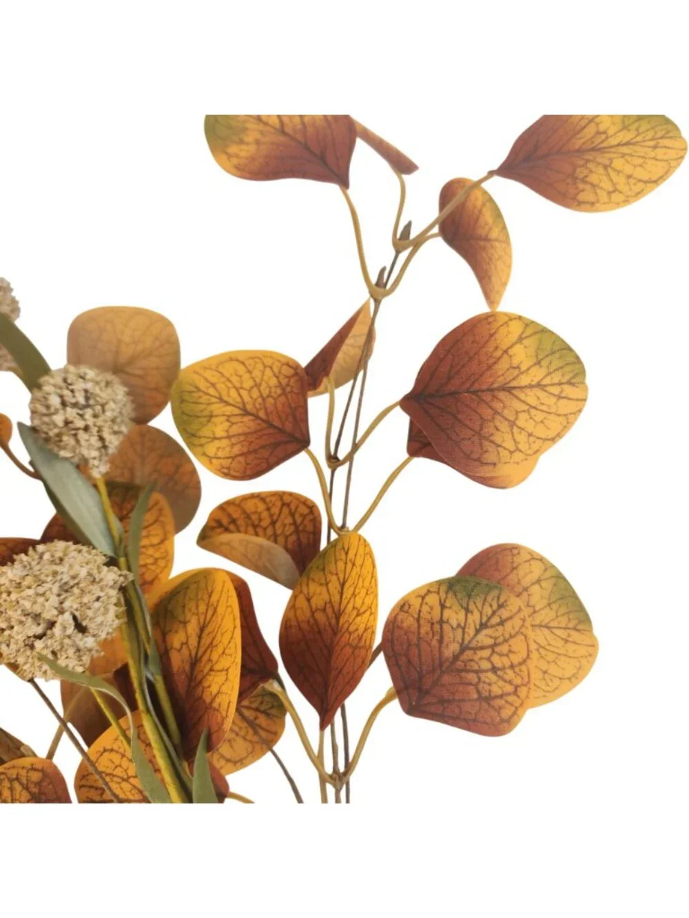 Fall Eucalyptus Stems with Billy Balls, 10 Stem Faux Floral Filler, Autumn Wreat